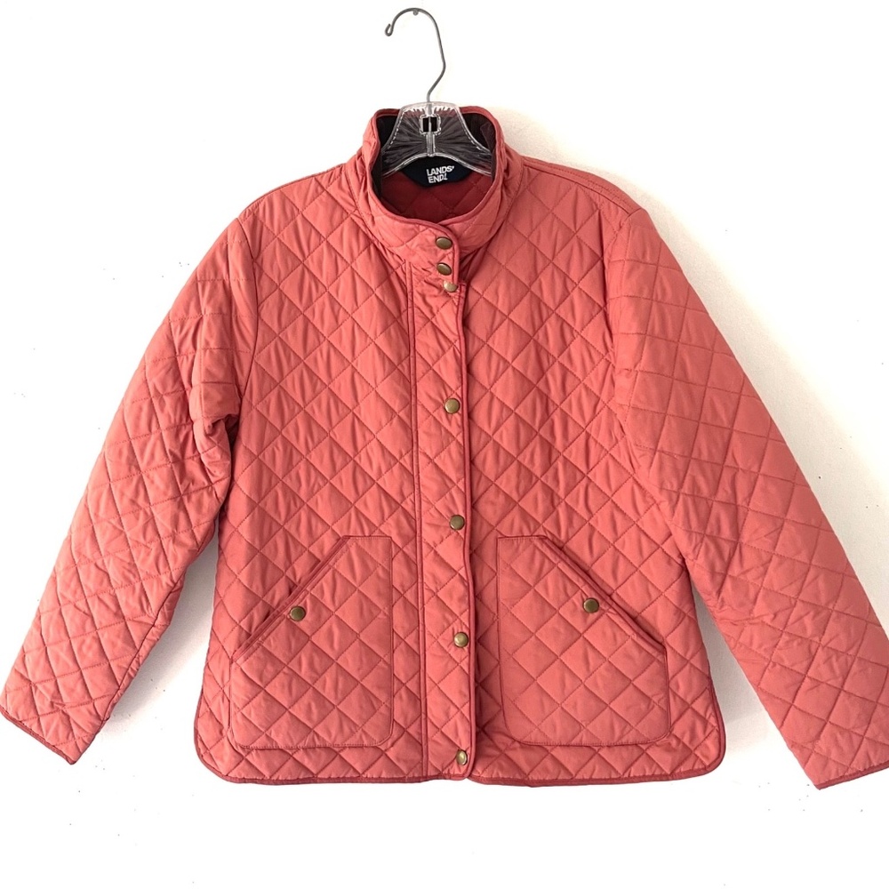 Lands' End Women's Quilted Chore Jacket Primaloft Orange Corduroy Collar S